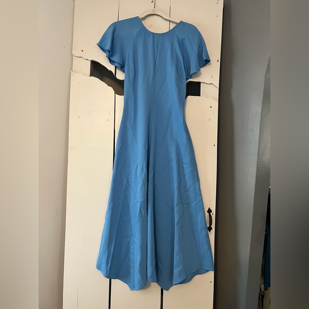 Reiss Blue Maxi Dress with Flutter Sleeves